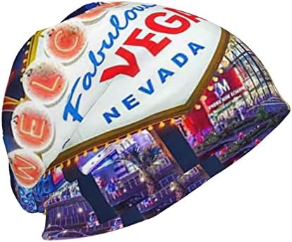 Las Vegas Gece Şehir Bere Şapka Erkekler Kadınlar için Kelepçeli Kasketleri Örgü Şapka Sıcak Kafatası Kap