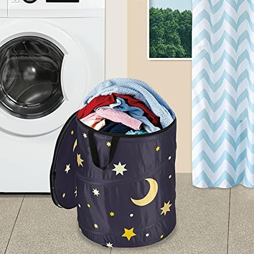 Yıldız Ay Pop Up çamaşır Sepeti Katlanabilir Kapaklı Kirli Giysiler Sepet çamaşır sepeti Ev Dekor Organizatör için Ev, çamaşır,