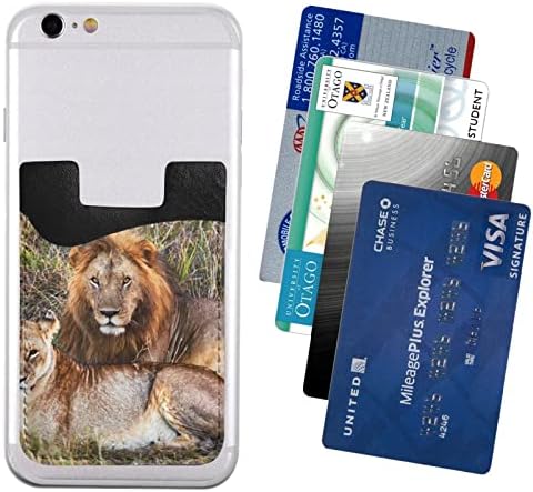 Afrika Aslan ve Dişi Aslan Telefon Cüzdan, telefon Kredi kartı tutucu 3 m Yapıştırıcı Üzerinde Sopa Cüzdan Cep Kılıf Mate için