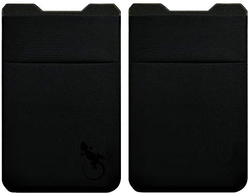 Çift Cep-Yapışkanlı Kart Tutucu-Cep Telefonu Kılıfı-Lycra Cebinde Sopa-Kredi Kartları ve Nakit Taşıma (2 Paket-Siyah Combo)