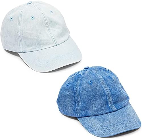 Erkekler ve Kadınlar için Zodaca Denim Beyzbol Şapkaları, Açık ve Koyu Yıkama Şapkaları (2 Paket)