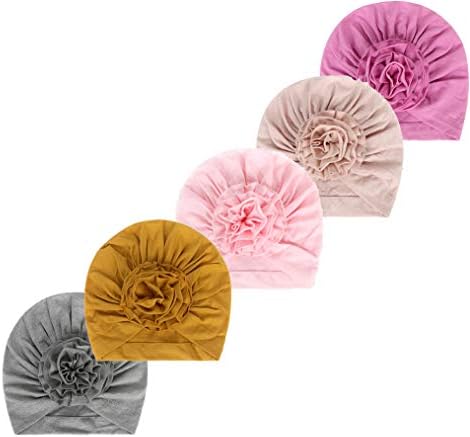 CaJaCa Yenidoğan Bebek Yürüyor Pamuk Şapka Bebek Kız Düğümlü Şapka Sevimli Donut Yumuşak Türban Yay Kap Set
