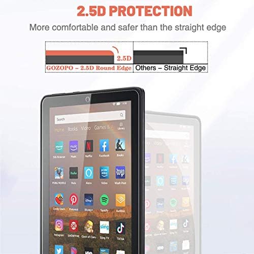 [2-Pack] GOZOPO [2.5 D Kenar] Ekran Koruyucu için Yangın HD 10 Tablet 10.1 (7th / 9th Nesil, 2017/2019 Yayın) / Yangın HD 10