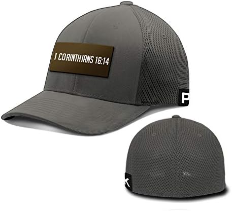 Baskılı Tekmeler 1 Corinthians 16: 14 Deri Yama Flex Fit Şapka Hıristiyan İncil Ayet beyzbol Şapkası