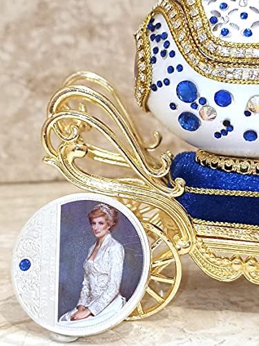 BENZERSİZ Lady Diana Koleksiyonu Mücevher Kutusu Faberge yumurta Taşıma ile DOĞAL HANDCARVE MÜZİKAL Yumurta 24 k altın SWAROVSKİ