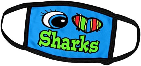 3dRose Parlak Göz Kalp Köpekbalıklarını Seviyorum-Yüz Kapakları (fc_106504_3)