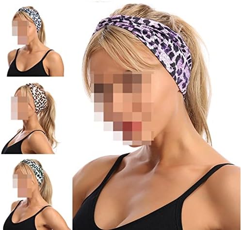 ASZX Çiçek Leopar Türban Düğüm Headwrap Spor Elastik Yoga Hairband Moda Unisex Kumaş Geniş Bandı 113 (Renk: 04, Boyutu: Bir Boyut)