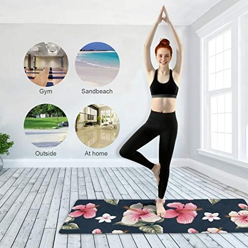 MCHIVER Seyahat Yoga Mat Kaymaz - Pembe Ebegümeci Çiçek Katlanabilir egzersiz matı Hafif egzersiz matı ile Çanta Ter Emici spor