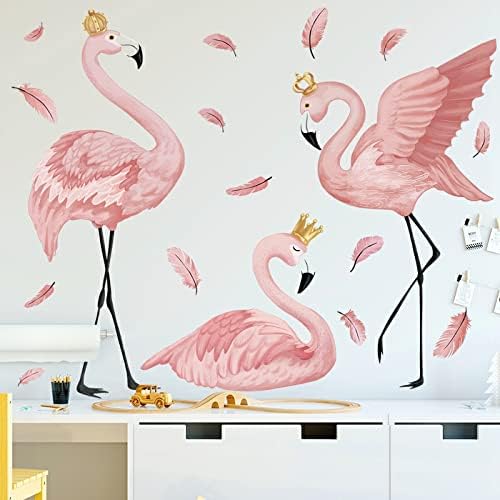 Haonmdqay Büyük Flamingo Kraliçe duvar çıkartmaları Oturma Odası Yatak Odası Çocuk Odası Kreş Duvar dekor Sanatı Resimleri Süpürgelik