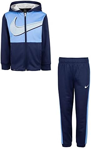Nike Çocuk Erkek Bebek Therma-FİT Renk Bloğu Tam Fermuarlı kapüşonlu Svetşört ve koşucu pantolonu İki Parçalı Set (Yürümeye Başlayan