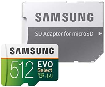 SAMSUNG EVO Select Adaptörlü Micro SD Hafıza Kartı, 512GB microSDXC UHS-I U3 Fotoğraflar, Videolar, Müzik Depolama için 100MB/s