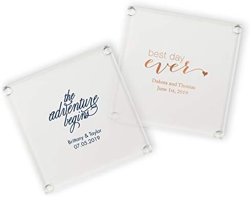 Weddingstar Kişiselleştirilmiş Cam İçecek Coaster 4 Özelleştirilebilir Tam Renkli Baskı - 1 paket (örnek)