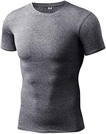 Sıkıştırma Gömlek Erkekler için Kısa Kollu Egzersiz Atletik T-Shirt Baselayer Koşu Gömme Tops