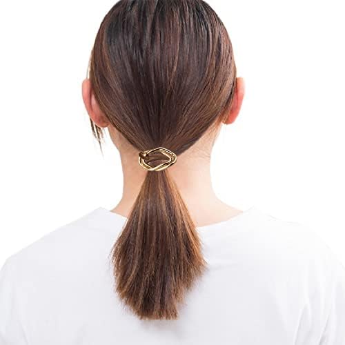 Yıjunmca Kızlar ıçin 6 adet Metal At Kuyruğu Tutucu Elastik Saç Bağları Alaşım Saç Wrap Dainty Saç Bandı Retro Yaprak Saç Halat