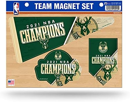 Rico Industries NBA Milwaukee Bucks 2021 Basketbol Şampiyonları Kalıp Kesim Takımı Mıknatıs Seti Sayfası