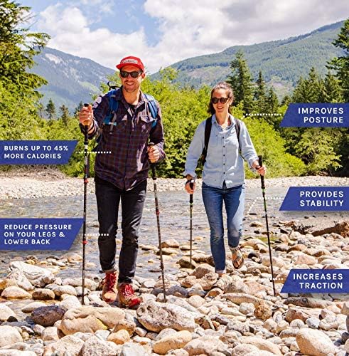 Cascade Mountain Tech Trekking Poles-Ayarlanabilir Kilitleri ile Alüminyum Yürüyüş Baston Genişletilebilir 54 (2 Set)