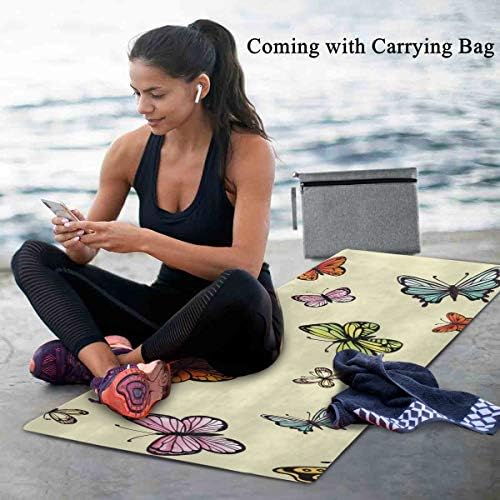 MCHIVER Seyahat Yoga Mat Kaymaz-Suluboya Renkli Kelebek Katlanabilir egzersiz matı Hafif egzersiz matı ile Çanta Ter Emici Sıcak