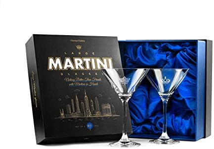 Kazınmış Logolu Büyük 10 oz Kristal Martini Bardakları / 2 Set / Fantezi Uzun Boylu Uzun Saplı Cosmopolitan, Manhattan, Pisco