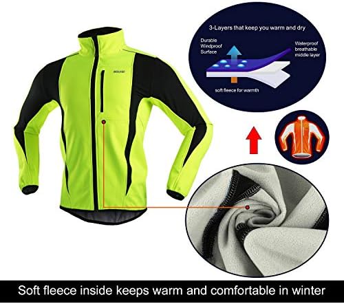 ARSUXEO Kış sıcak UP Termal Softshell Bisiklet Ceket Rüzgar Geçirmez Su Geçirmez 15-k