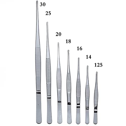 Paslanmaz Çelik 430 Anti-iyot Tıbbi Cımbız Uzun Düz Forseps 12.5 cm-30 cm Düz Kafa Dirsek (Uzunluk: 12.5 cm, Cımbız İpucu Tipi: